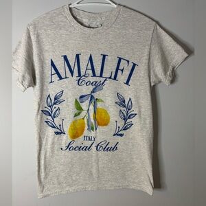 Amalfi Coast Gray T-Shirt - Gray with Blue and Yellow Design